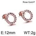 Elegante hohle Kreis-Ohrstecker in Roségold mit funkelnden Kristallen, 12 mm Größe - Runde Ohrstecker (KE86583-K)