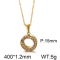 Elegante goldene Halskette mit hohlem runden Anhänger und funkelnden klaren Kristallen - Runde Halskette (KN89827-K)