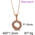 Halskette aus Roségold-Titanstahl mit hohlem Kreis und funkelndem Kristall - Runde Halskette (KN89828-K)