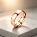 Bague minimaliste élégante en acier titane couleur or rose pour hommes et femmes - Taille 6 / 6mm Largeur / Or rose