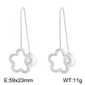 Elegante silberfarbene Ohrhaken mit hohler Blume, Strasssteinen und Muschelperlen - Hohle Blume (KE83382-K)