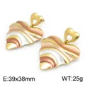 Auffällige gewellte Herzohrringe mit dreifarbigem Emaille-Finish aus Edelstahl - 39x38mm / Rosa-Gold-Kontrast (KE134629-SP)