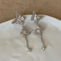 Vintage Silber Schmetterling Quastenohrringe mit funkelndem Zirkonia-Besatz - Silber