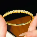 Detailed view of an elegant 18K gold plated bangle adorned with sparkling cubic zirconia - Chain Structure Style (13#)