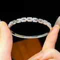 Detail shot of sparkling zircon encrusted links on a gold plated bracelet. - Geometric Link Style (18#)