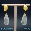 Elegante goldene Tropfenohrringe mit weißen marmorierten Harzanhängern für Damen Mode - Weißes Marmormuster (KE134611-SP) / 26x12mm