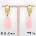 Elegante tropfenförmige Ohrringe aus rosa Harz mit glänzend goldfarbenem Finish - Rosa (KE134612-SP) / 26x12mm