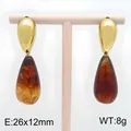 Vintage Tropfenohrringe mit Bernsteinharz und vergoldetem Edelstahl-Finish für Damen - Bernstein (KE134614-SP) / 26x12mm
