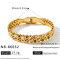 18 Karat vergoldetes Edelstahlarmband mit bunten Zirkonia-Details - Lila Strass Stil (NB-B6652) / 18K-Gold / Gold