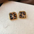 Nahaufnahme retro Leopard-Print Acetat-Ohrstecker mit 14k vergoldetem quadratischem Rahmen - 3# Quadratischer Leopard Ohrstecker