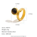 Gedetailleerde afmetingen van de 18K vergulde roestvrijstalen ring met tijgeroogsteen - 6 / Spiraal Open Tijgeroog Ring (R5673) / Goud