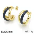 Dreilagige C-förmige Emaille-Ohrringe in Gold und Schwarz, 18 Karat vergoldeter Stahl. - Schwarz (KE134642-SP) / 20x3mm