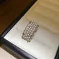 Elegante 18k vergulde open ring met parels en zirkonen in een opengewerkt kantontwerp - 18K Verguld / Zilver