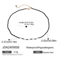 Collier en acier inoxydable avec perles, bijou hypoallergénique et imperméable élégant - 40+5cm / Perles Facettées Noires et Perles d'Eau Douce (JDN2409008)