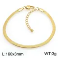 Elegant 3mm gold plated stainless steel herringbone blade chain bracelet for men women - 16cm Bracelet (KB216279-KC)
