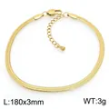3mm stainless steel blade chain bracelet with 18K gold plating and adjustable length - 18cm Bracelet (KB216281-KC)