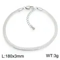 Silver-tone 3mm stainless steel blade snake chain bracelet with extender - 18cm Bracelet (KB216282-KC)