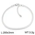 Silver stainless steel 3mm flat snake chain bracelet, 200mm length, minimalist style - 20cm Bracelet (KB216284-KC)