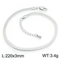 Silver stainless steel 3mm herringbone blade chain bracelet, 220mm length, 3.4g weight - 22cm Bracelet (KB216286-KC)