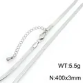 Silver stainless steel 3mm herringbone chain necklace, 5.5g lightweight blade link - 40cm Necklace (KN304001-KC)