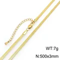 Elegant minimalist 3mm 18K gold plated stainless steel blade chain necklace, 500mm length - 50cm Necklace (KN304002-KC)