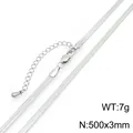Minimalist silver 3mm stainless steel snake chain necklace for men and women, weight 7g - 50cm Necklace (KN304003-KC)