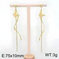 Boucles d'oreilles élégantes en acier inoxydable doré avec papillon et longues franges - Style Papillon Doré (KE134640-SP)