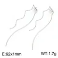 Boucles d'oreilles élégantes en acier inoxydable argenté, ligne ondulée, 62mm, 1,7g - Style Ligne Torsadée Argenté (KE134639-SP)