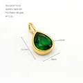Elegant emerald pear-shaped zircon pendant with 18K gold plated stainless steel - Green