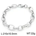 Bracelet unisexe professionnel en acier inoxydable à maillons ovales, finition argent poli - Bracelet / 210x10.5mm / Acier