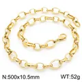 Collier chaîne à maillons en acier inoxydable doré 500mm longueur 10.5mm largeur 52g - Collier / 500x10.5mm / Or