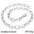 Collier chaîne à maillons ovales massifs en acier inoxydable poli, 500 mm, ton argenté. - Collier / 500x10.5mm / Acier