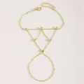 Bracelet bague minimaliste plaqué or avec accents de zircone clairs - Style Strass Triangle Inversé (7827) / Or 14 carats