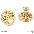 Boucles d'oreilles rondes dorées Arbre de Vie évidées avec un diamètre de 16mm - Plaque Ronde Arbre de Vie (KE55599-K)