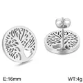 Boucles d'oreilles Arbre de Vie en argent, 16 mm de diamètre, 4 g, design évidé élégant - Plaque Ronde Arbre de Vie (KE55601-K)