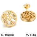 Boucles d'oreilles arbre de vie dorées ajourées, diamètre 16 mm et poids de 4 g - Plaque Ronde Arbre de Vie (KE60857-K)