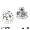 Boucles d'oreilles Arbre de Vie circulaires en argent, 16 mm de diamètre, poids 3g - Plaque Ronde Arbre de Vie (KE71479-K)
