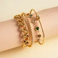 Gedetailleerde weergave van 4-delige gouden armbandset met hartbedeltjes en knoopontwerp - 4-delige set / Goud-Meerkleurig