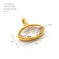 Colgante de circonita marquise en acero inoxidable bañado en oro 18K para joyas DIY. - Blanco