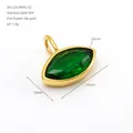 Colgante de circonita verde esmeralda marquesa en acero inoxidable chapado en oro 18k fino. - Verde