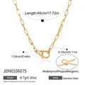 Waterdichte rvs paperclip ketting met sprankelende karabijnsluiting en verlengketting - Paperclip Ketting Strass Sluiting Ketting / 45cm / Goud (JDN0106075)