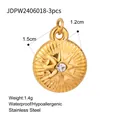 Gouden roestvrijstalen sterrenhanger met kristal voor DIY-sieraden - Starburst Ronde Hanger (JDPW2406018) / Set van 3 / Goud