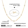 Gold-plated stainless steel necklace featuring geometric bars and round-cut zircons details - Geometric Bar Zirconia Inlaid Style / Gold (JDN0207058)