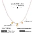 Vista dettagliata di una collana di perle in acciaio inossidabile con specifiche tecniche. - Oro
