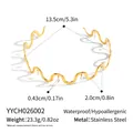 Detaillierte Maße des goldenen, welligen Edelstahl-Chokers mit Perlenanhängern. - Künstliche Perle Anhänger Stil (YYCH026002)