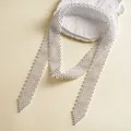 Detailed view of the sparkling rhinestone braided necktie necklace for women accessory - White Rhinestone