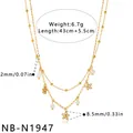 Detaillierte Spezifikationen der Edelstahl-Doppelschichtkette mit Blumenanhängern. - 18K-Gold / Blumenanhänger-Stil (NB-N1947)