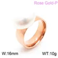 Eleganter roségoldener Edelstahlring mit breitem Band und einer großen weißen Perle - Roségold