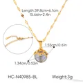 Detailed size measurements of gold titanium steel necklace with cat's eye stone pendant - Dark Blue (HC-N40985-BL)