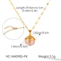 Detailed view of the pink cat's eye stone pendant necklace with dimensions and weight - Soft Pink (HC-N40985-PK)